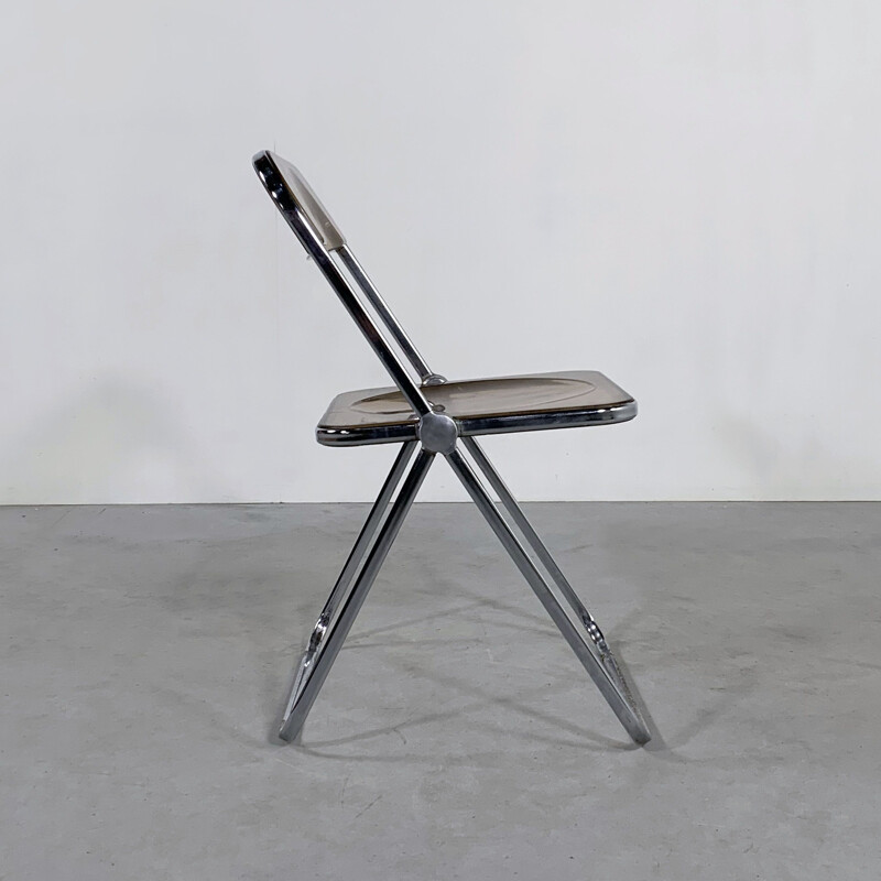 Vintage Smoke Plia folding chair by Giancarlo Piretti for Castelli 1960s