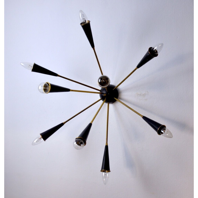 Lampada da parete vintage Sputnik 9 bracci Italia 1960