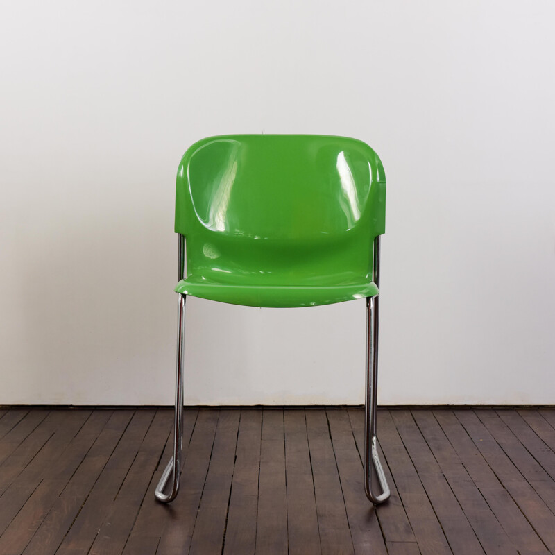 Set di 6 sedie impilabili Drabert vintage in plastica verde