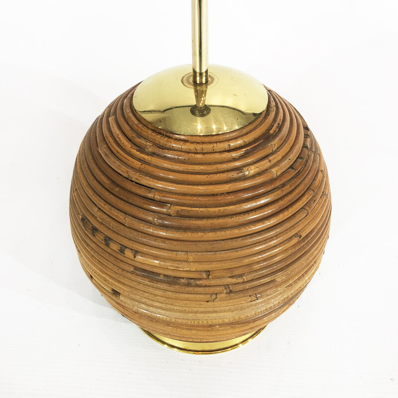Lampe de table vintage en bambou par Gabriella Crespi Italie 1970