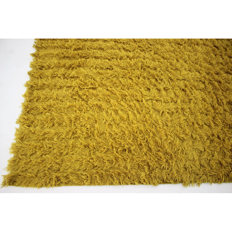 Vintage-Teppich aus gelber Wolle Dänemark 1960