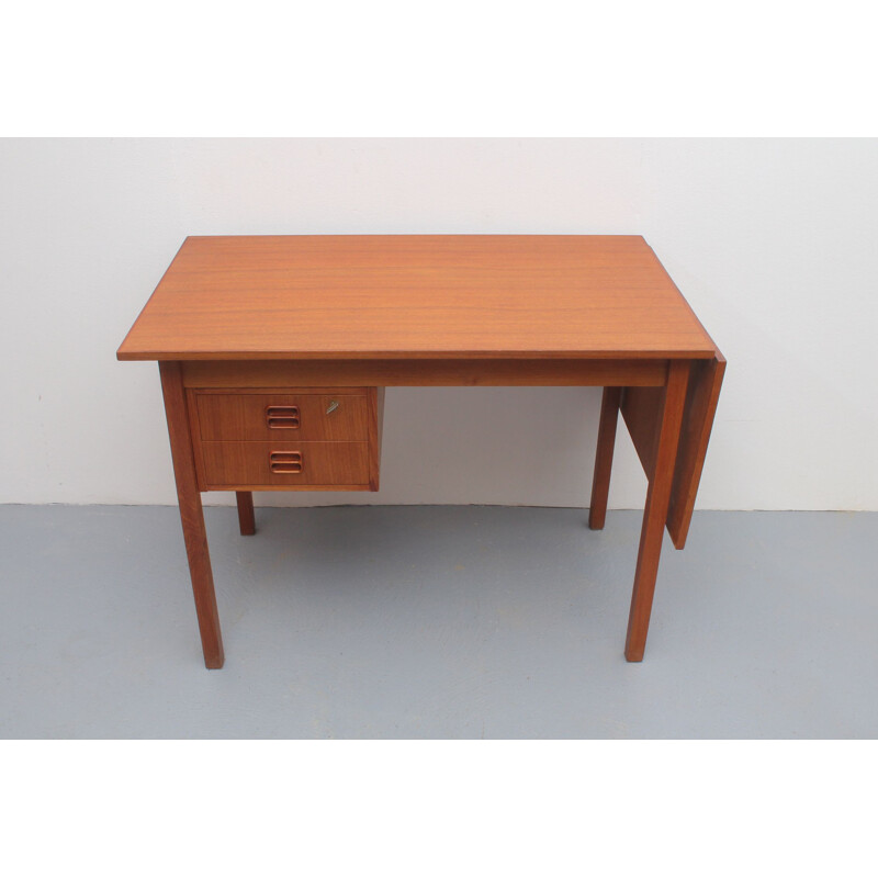 Kleiner ausziehbarer Vintage-Schreibtisch aus Teakholz 1960