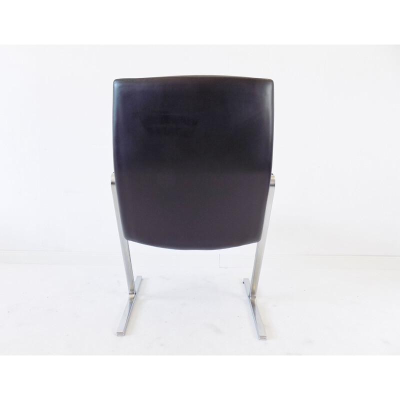 Fauteuil vintage en cuir noir 1970