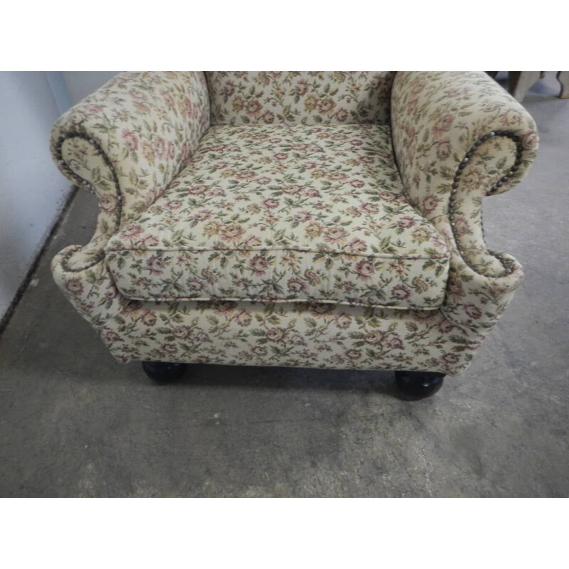 Vintage gebloemde fauteuil