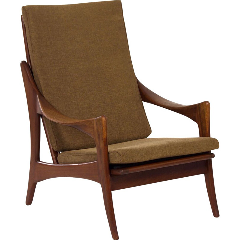 Vintage organische teakhouten fauteuil met hoge rug door The Ster 1960