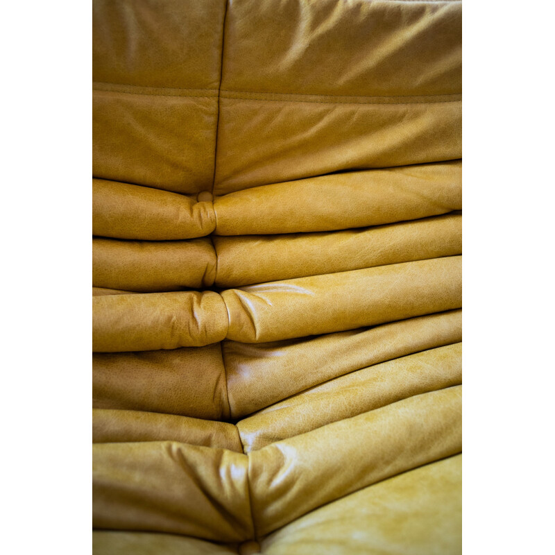 Dubai Green Leather Togo 2-Seat Sofa by Michel Ducaroy for Ligne