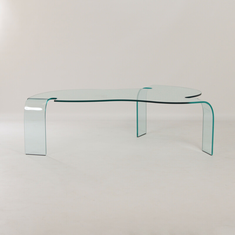 Vintage glazen salontafel van Hans von Klier voor Fiam, Italië 1990