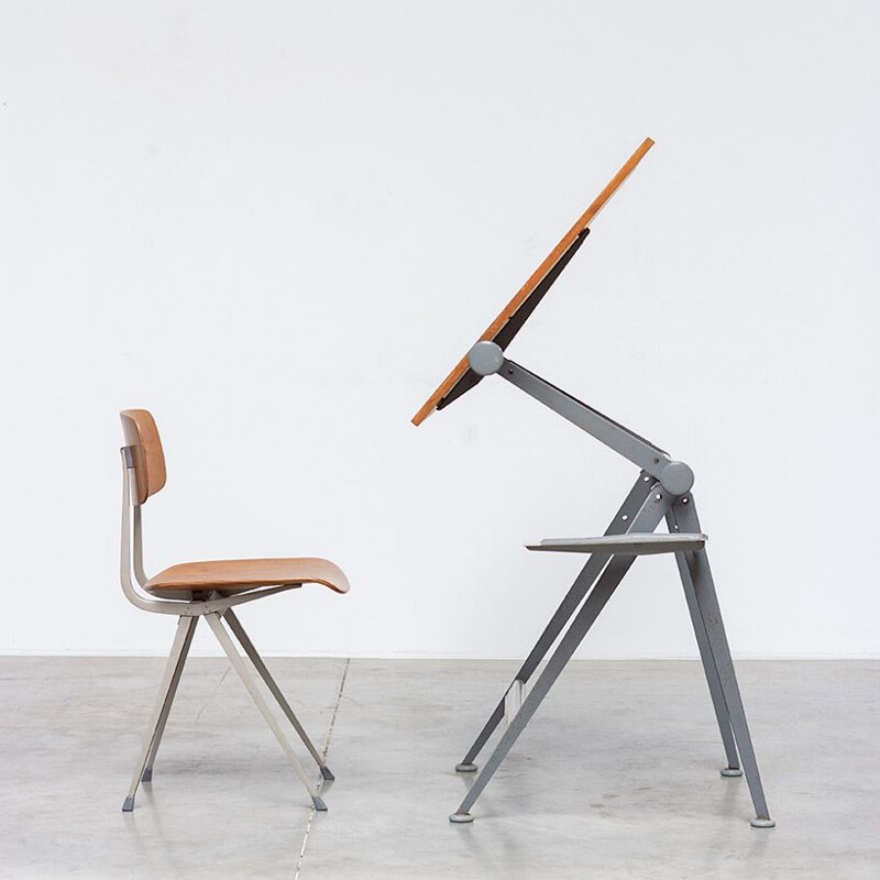 leven Penelope ziekenhuis Vintage desk and chair set model "Reply" by Wim Rietveld and Friso Kramer  Result, 1960