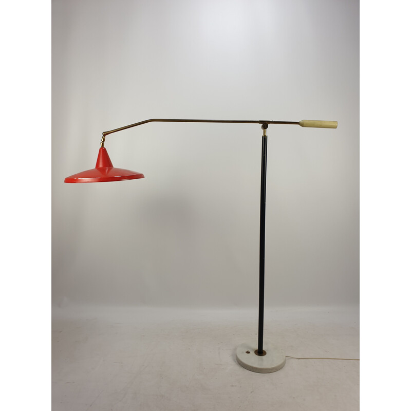 Mid century floor lamp with marble foot by Stilnovo, Italy 1950s