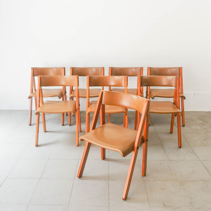 Conjunto de 8 cadeiras Noruega vintage de Gastão Machado para Móveis Olaio,  Portugal 1978