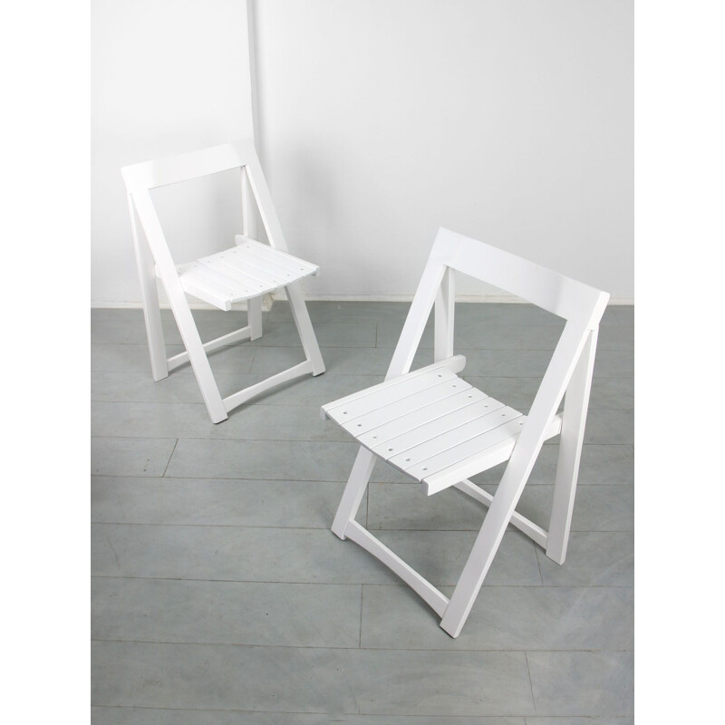 Pareja de sillas plegables Trieste blancas vintage de Aldo Jacober para  Bazzani