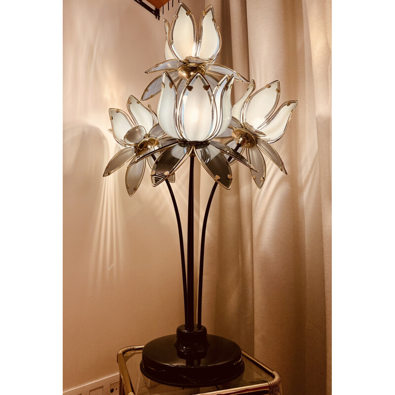 Vintage lamp with lotus flowers