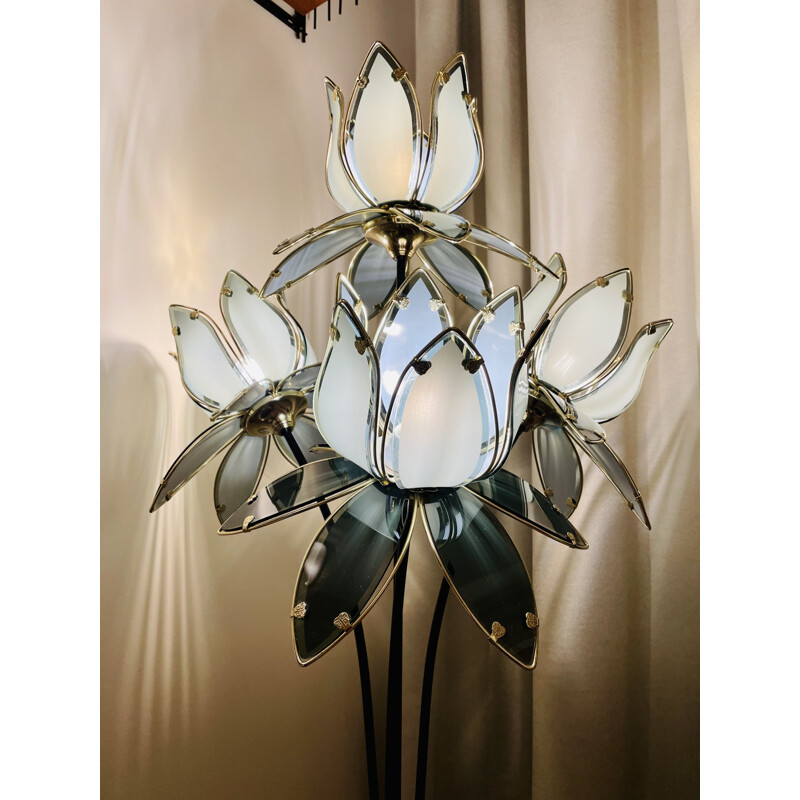 Vintage lamp with lotus flowers