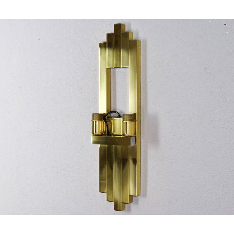 Hollywood Regency vintage brass wall lamp for Lumica BD, Spain 1970