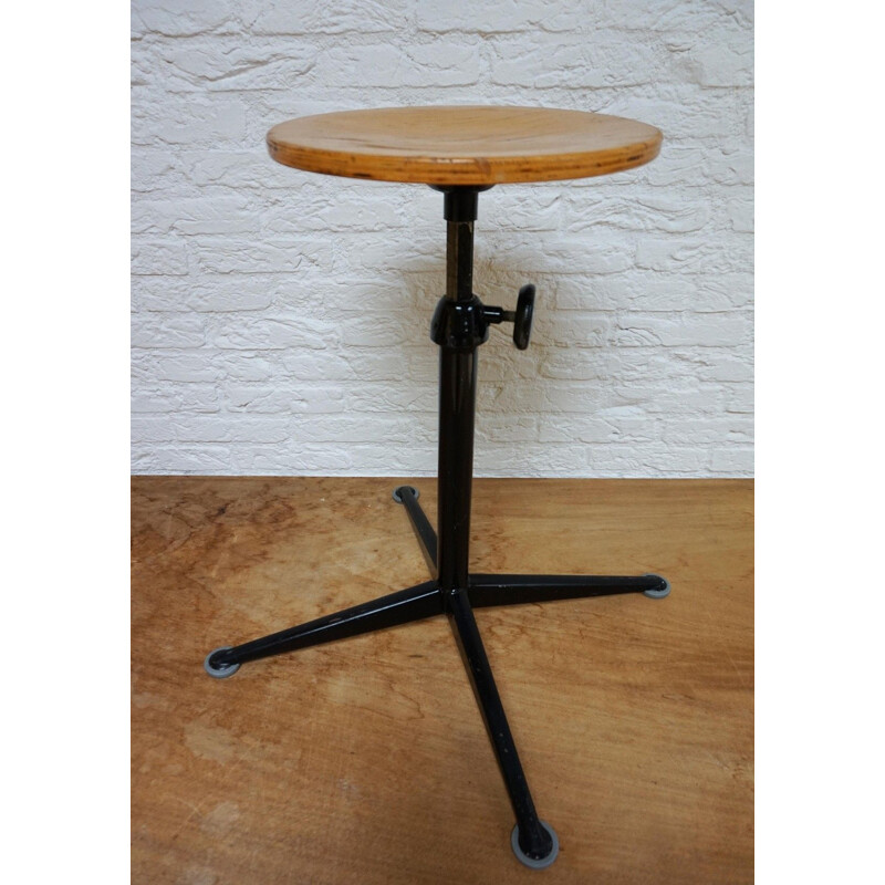 Mid century adjustable architect stool by Friso Kramer for Ahrend De  Cirkel, Netherlands 1950s
