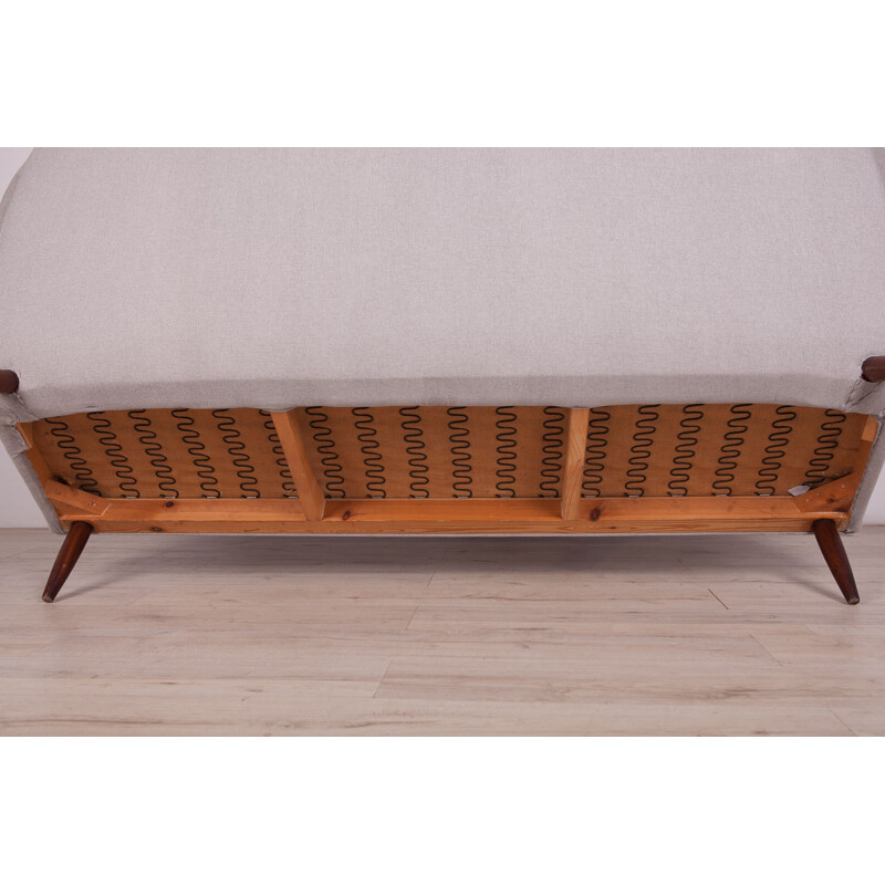 Vintage sofá dinamarquês de jacarandá e tecido cinzento, 1960