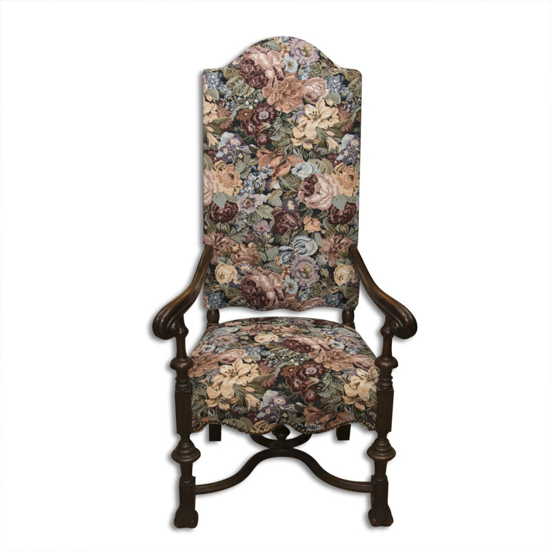 Fauteuil trône antique vintage en style renaissance, 1990