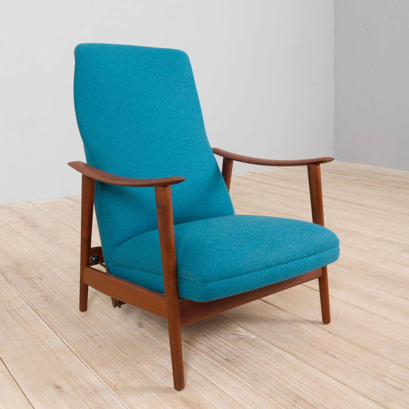 Vintage scandinavian modern high back teak rocker recliner chair by Arnt  Lande, 1960s