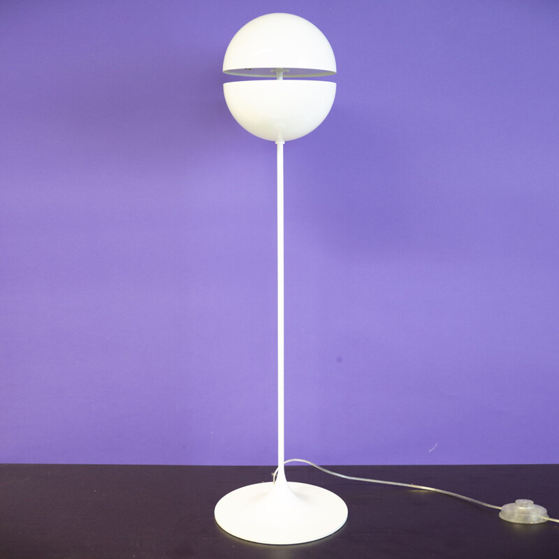 Vintage whitre globe floor lamp by Andrea Modica for Lumess