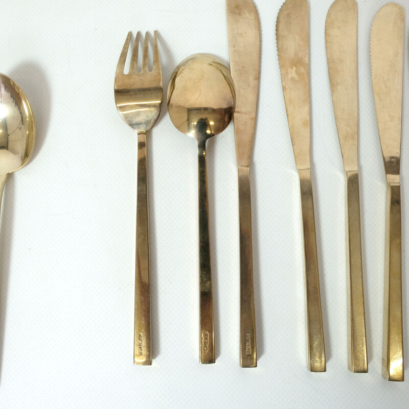 Lot of 41 pieces of vintage bronze flatware by Sigvard Bernadotte for  Scanline, 1950