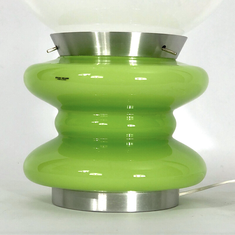 Vintage green Murano glass table lamp by Stilux Milano