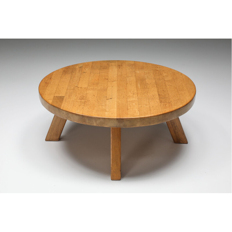 Mid century round pine coffee table, 1960s