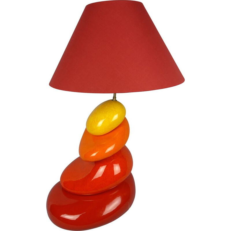 Vintage-Lampe mit 4 Kieselsteinen von François Chatain, 1980