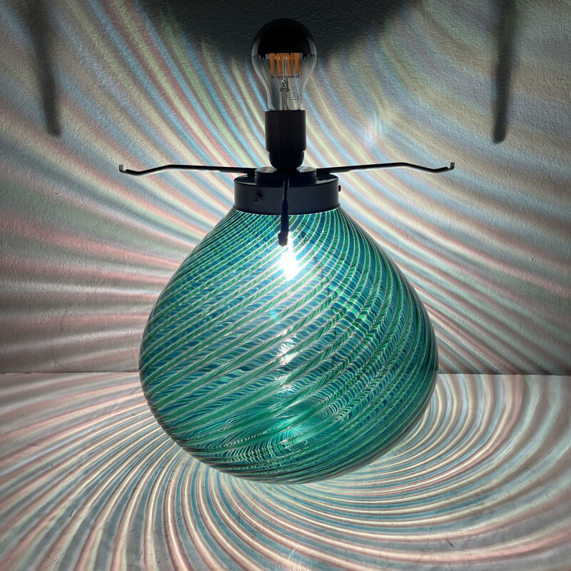 Lampada da tavolo vintage in vetro di Murano verde, Italia 1970