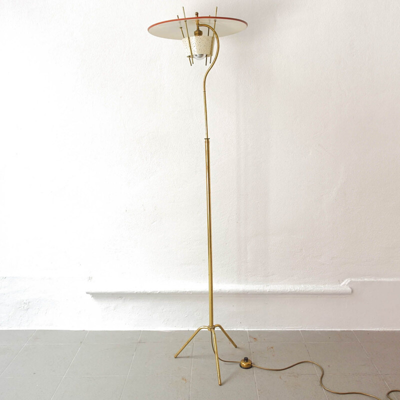 Lampadaire vintage en laiton par Ernest Igl pour Hillebrand, Allemagne 1950