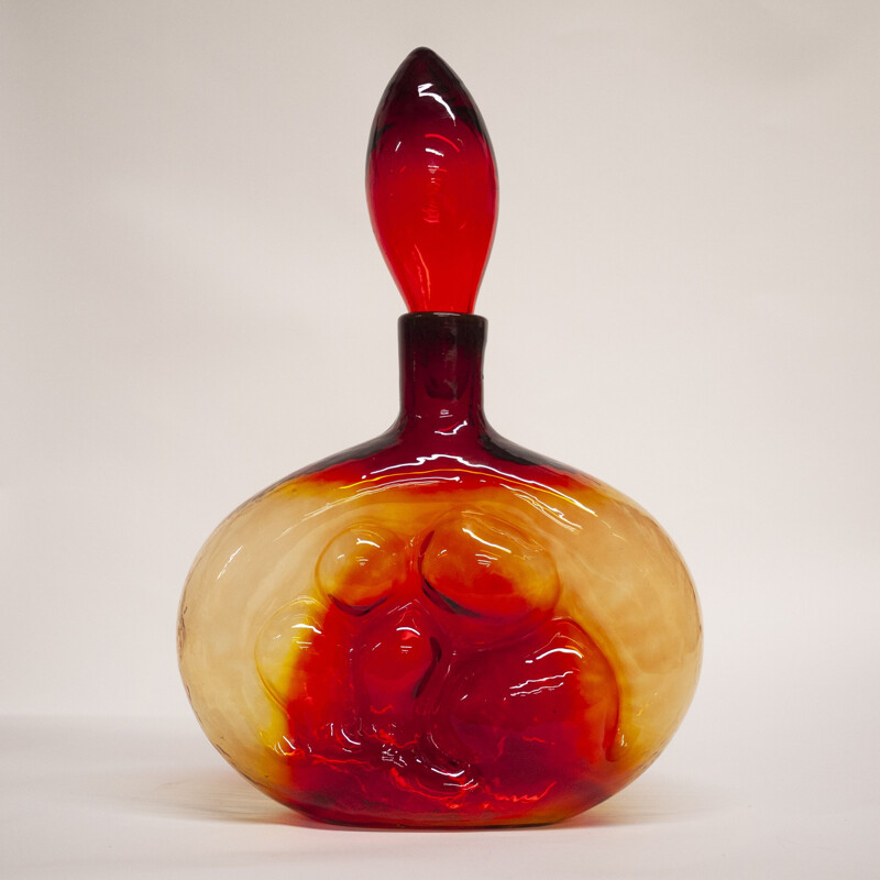 Decanter in vetro ambrato italiano vintage di Rossini, 1960