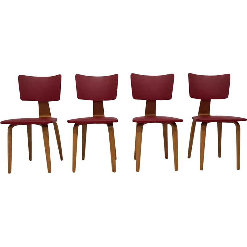 Set of 4 vintage plywood dining chairs by Cor Alons for De Boer,  Netherlands 1950s