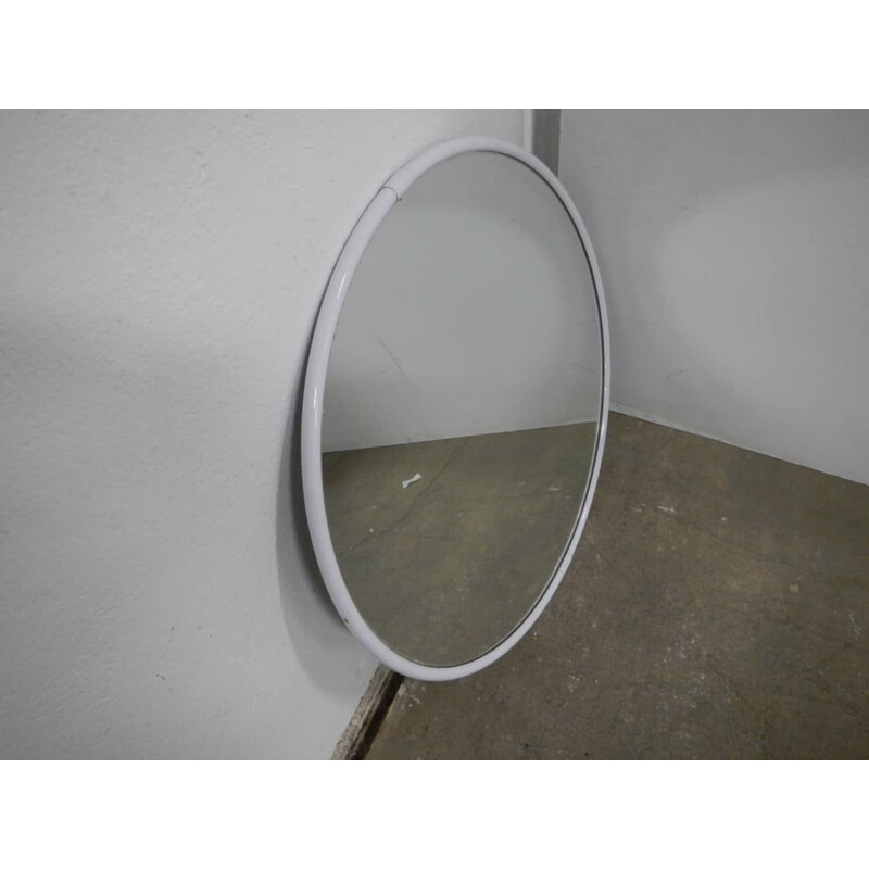 Ovaler Vintage-Spiegel aus Eisen und rundem, verspiegeltem Glas