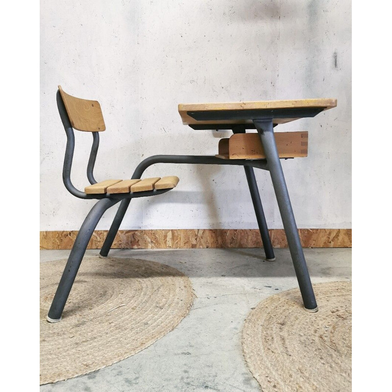 Vintage school desk with integrated seat