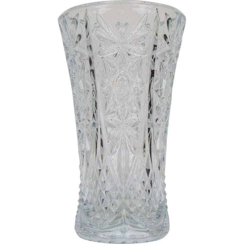 Vase vintage en verre de cristal, Tchécoslovaquie 1950