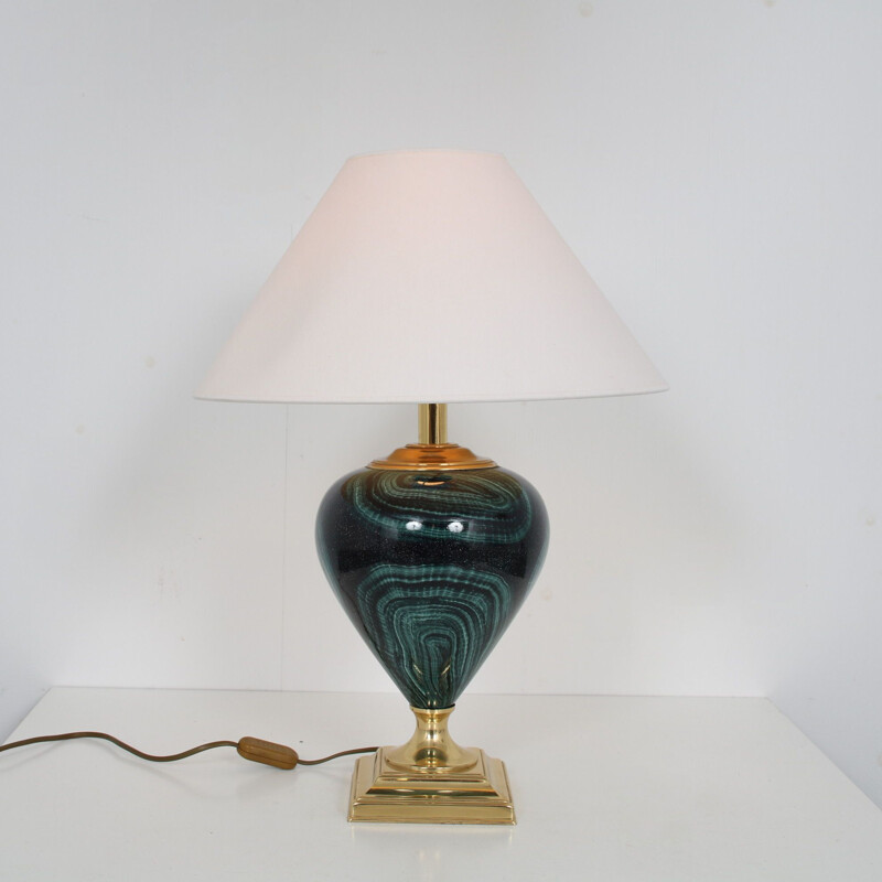 Lampe de table vintage en laiton par Maison Le Dauphin, France 1960