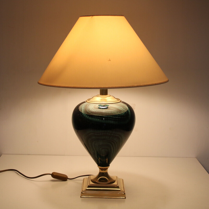 Lampe de table vintage en laiton par Maison Le Dauphin, France 1960