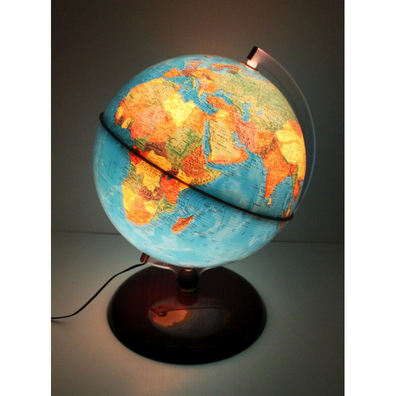 Globe terrestre Mappemonde éclairante vintage années 60 - BOLIS
