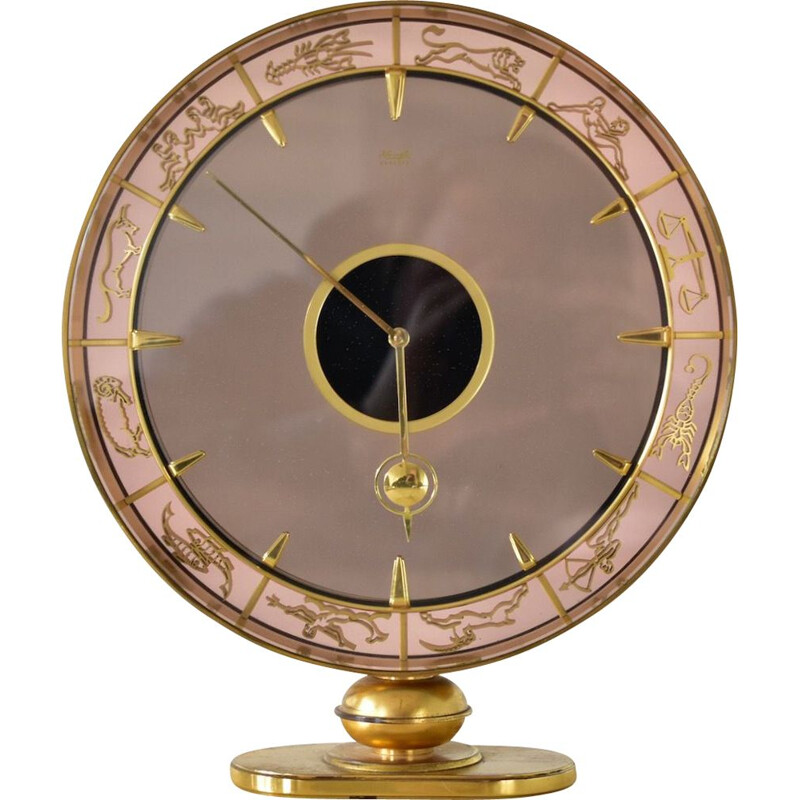 Horloge de bureau vintage kienzle zodiac par Heinrich Möller, Alllemagne  1930