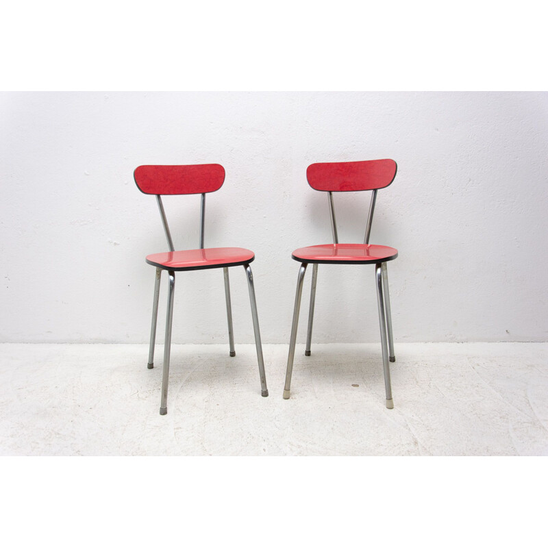 Pair of Czechoslovak vintage colored formica cafe chairs, 1960s