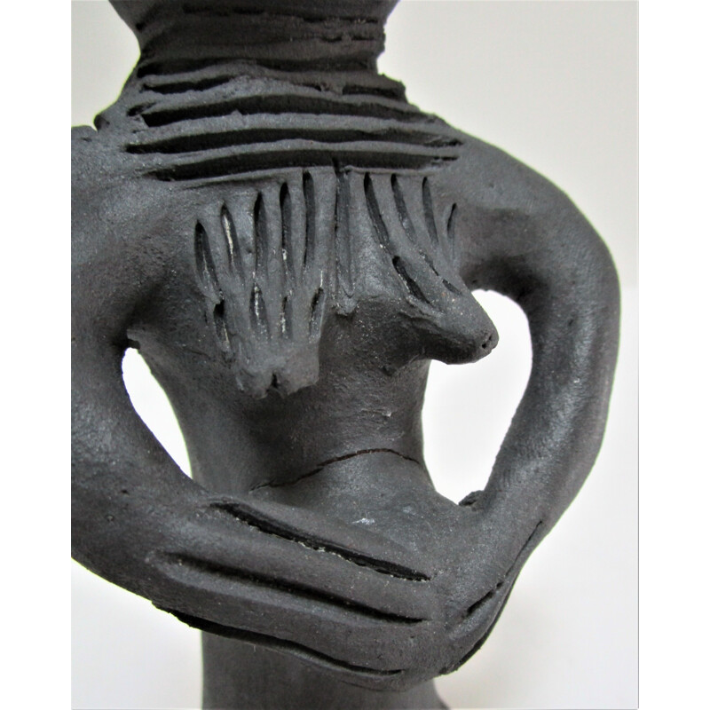 Sculpture vintage de femme enceinte en argile, 1980-1990