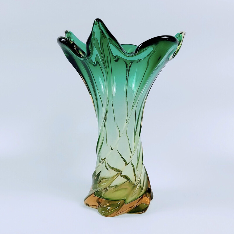 Vintage twisted Murano glass vase, Italy 1960s