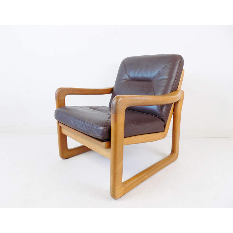 Vintage Holstebro teak and leather armchair