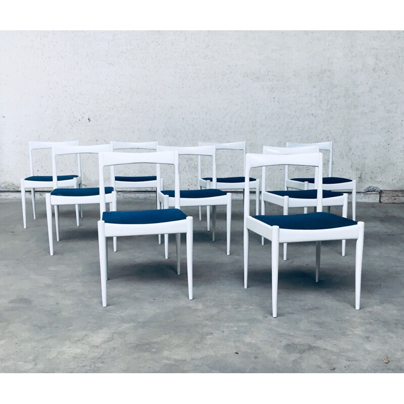Set di 9 sedie belghe bianche vintage, 1970