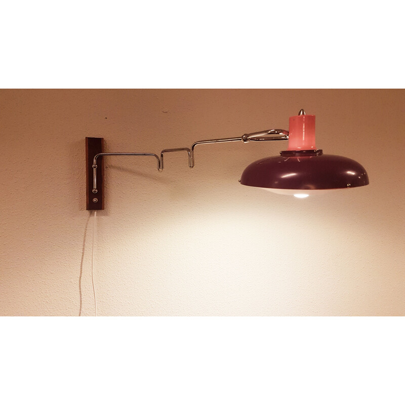 Space Age adjustable swivel wall lamp in purple aluminium by Lakro  Amstelveen
