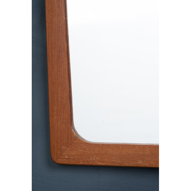 Specchio da parete rettangolare vintage con cornice in legno di teak,  Danimarca 1960