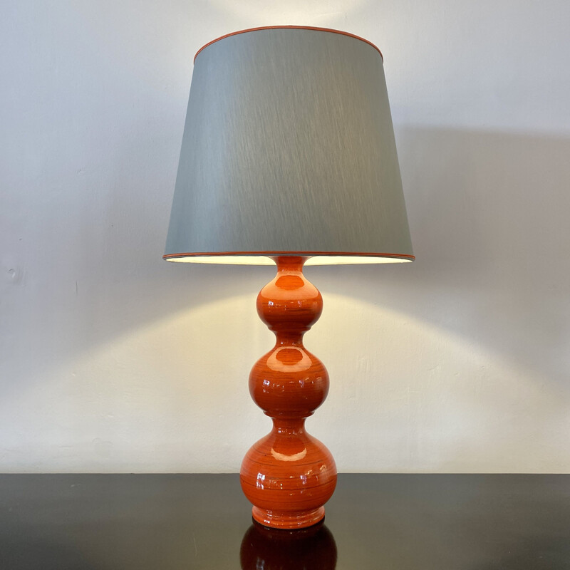 Lampe vintage Kaiser en céramique orange, Allemagne 1960
