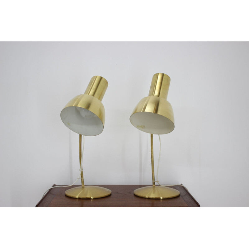 Pair of vintage gold Napako table lamps, Czechoslovakia 1960s