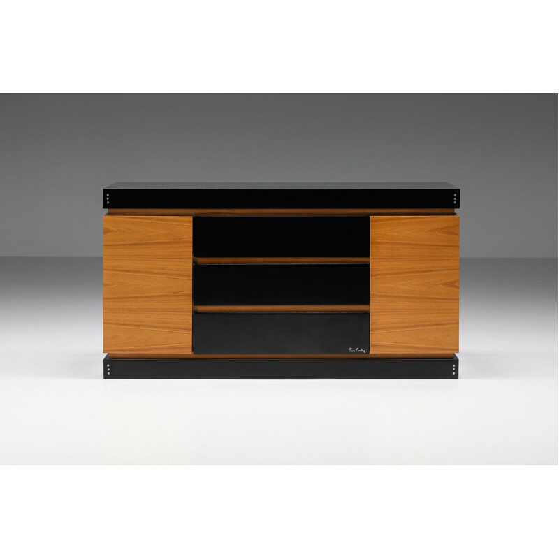 Vintage lacquer and teak credenza by Pierre Cardin, 1970