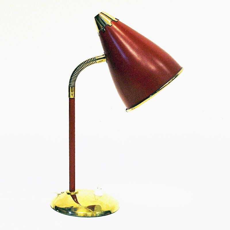 Vintage brass and metal desk lamp by T. Røste and Co, Norway 1950