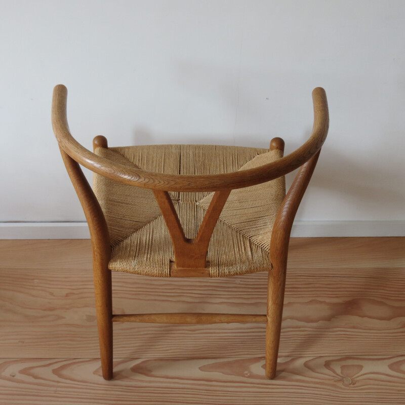 Ensemble de 6 chaises Wishbone vintage en bois de chêne par Hans J Wegner  pour Carl
